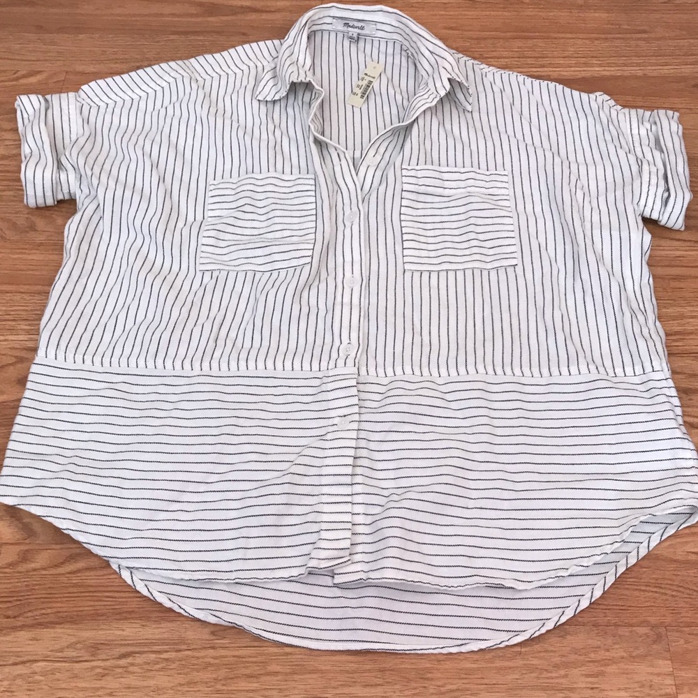 Madewell oversized flannel stripe courier shirt